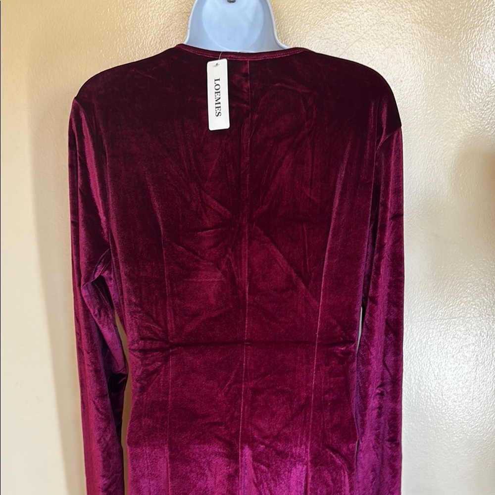 Loemes Elegant Burgundy Velvet Wrap Dress - Picture 5 of 5